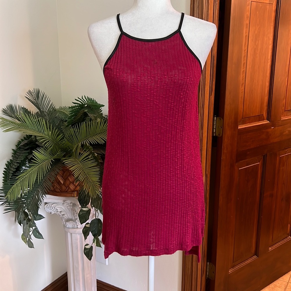 Maroon High Low Tank